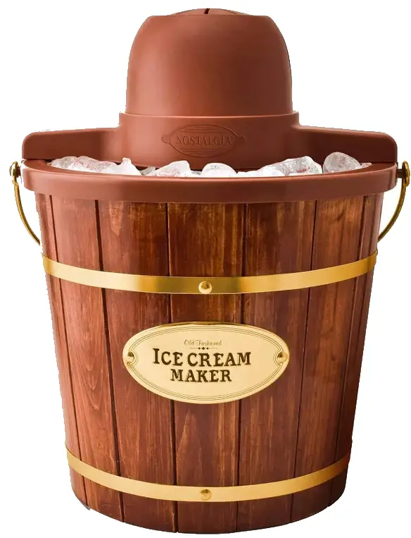 Nostalgia 6 qt Ice Cream Maker with Wood Bucket, Brown